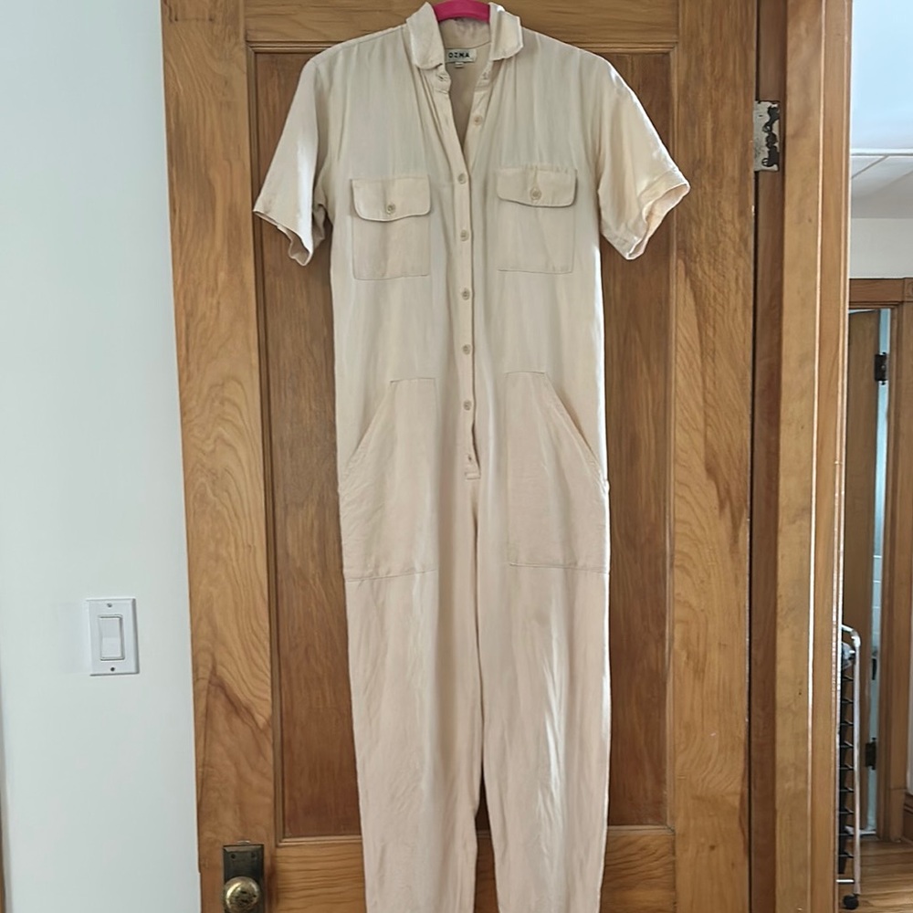 COPY - OZMA Cream Utilitarian Jumpsuit with Relaxed Silhouette